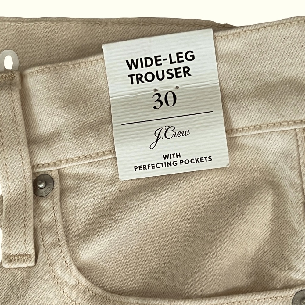 J.CREW Wide Leg Trouser Jean Ivory New Women’s Size 30 Spring 22 Has Stretch - Picture 3 of 9